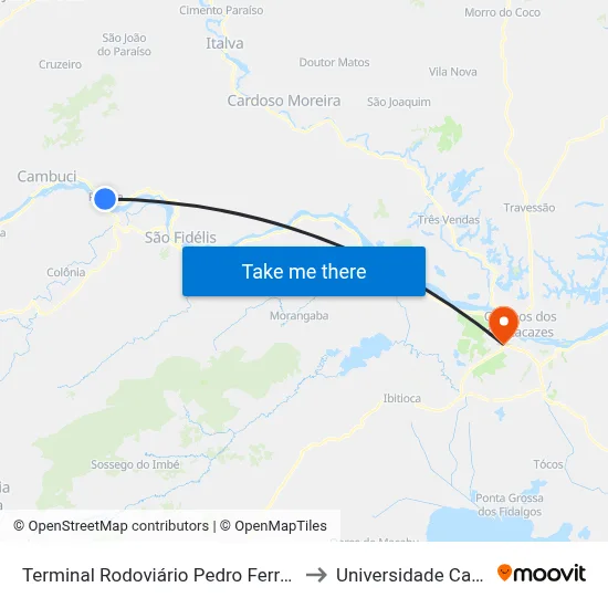Terminal Rodoviário Pedro Ferreira De Oliveira (Pureza) to Universidade Candido Mendes map
