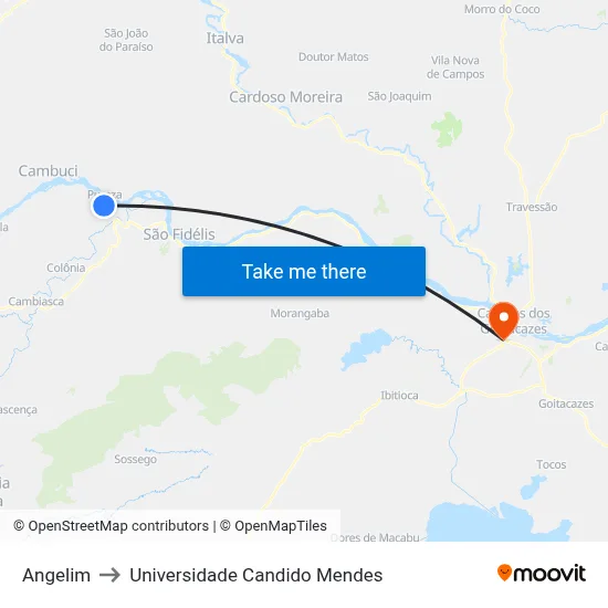 Angelim to Universidade Candido Mendes map