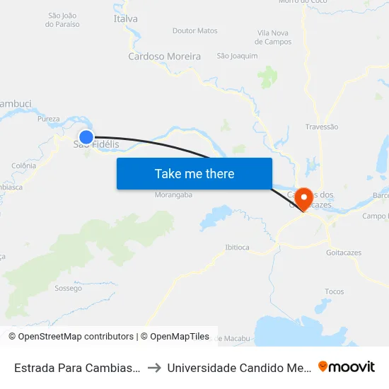 Estrada Para Cambiasca, 1 to Universidade Candido Mendes map