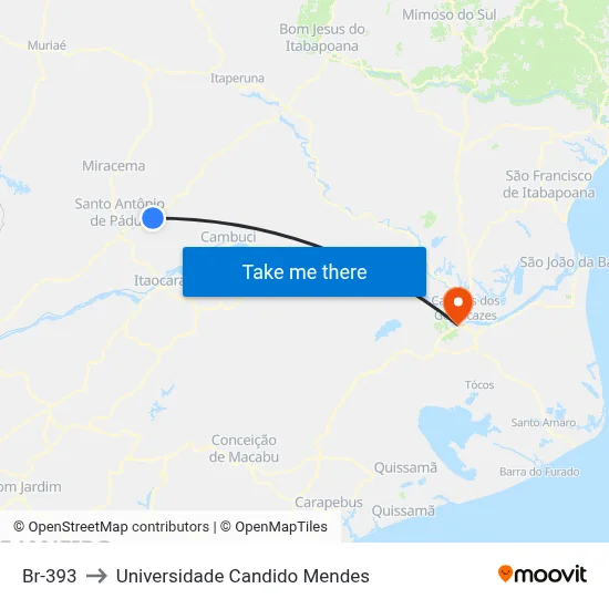 Br-393 to Universidade Candido Mendes map