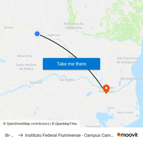 Br-356 to Instituto Federal Fluminense - Campus Campos Centro map