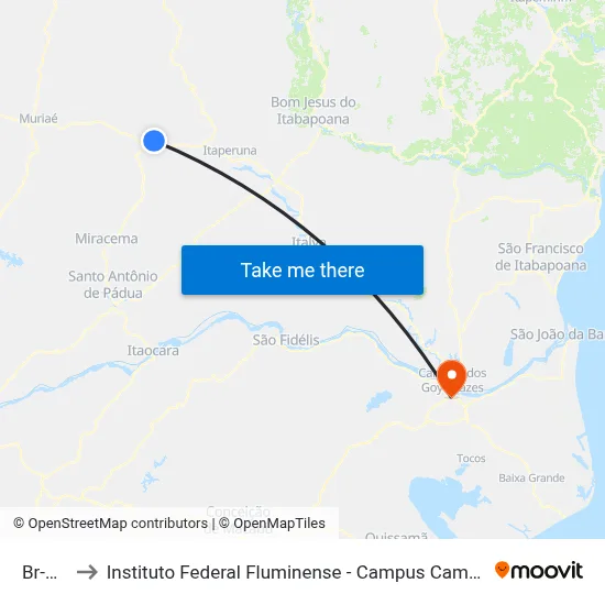 Br-356 to Instituto Federal Fluminense - Campus Campos Centro map