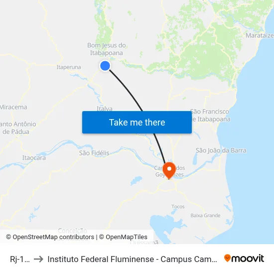 Rj-186 to Instituto Federal Fluminense - Campus Campos Centro map