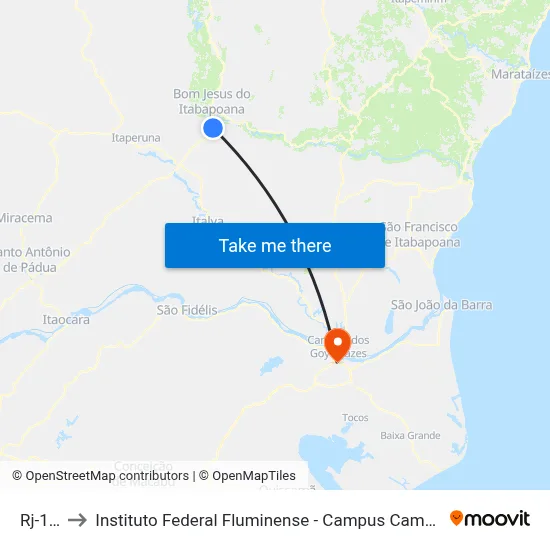 Rj-186 to Instituto Federal Fluminense - Campus Campos Centro map