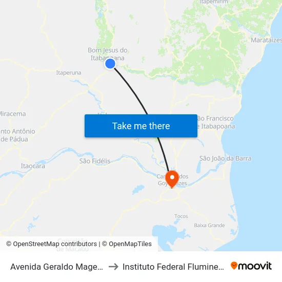 Avenida Geraldo Magela Rodrigues (Rj-186), 2710 to Instituto Federal Fluminense - Campus Campos Centro map