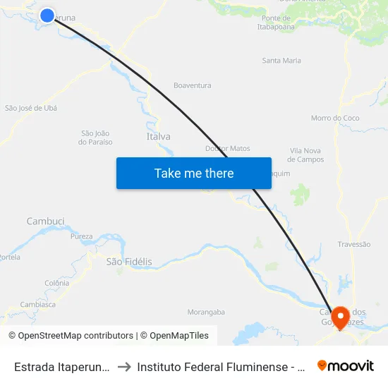 Estrada Itaperuna Bambui, 850 to Instituto Federal Fluminense - Campus Campos Centro map