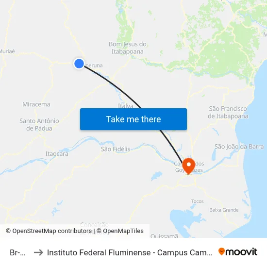 Br-356 to Instituto Federal Fluminense - Campus Campos Centro map