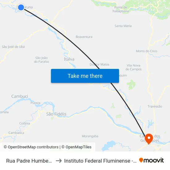 Rua Padre Humberto Lindelauf, 333 to Instituto Federal Fluminense - Campus Campos Centro map