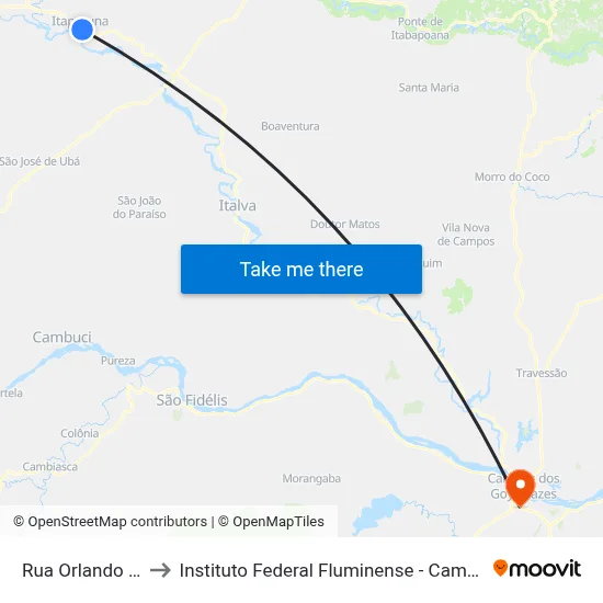 Rua Orlando Raeli, 70 to Instituto Federal Fluminense - Campus Campos Centro map