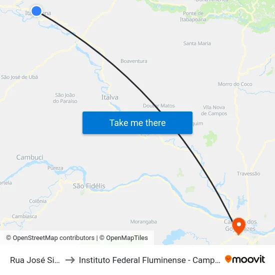 Rua José Simão, 71 to Instituto Federal Fluminense - Campus Campos Centro map