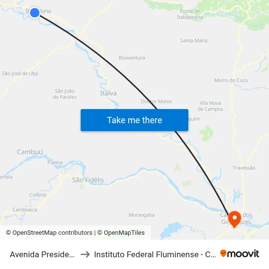 Avenida Presidente Dutra, 263 to Instituto Federal Fluminense - Campus Campos Centro map
