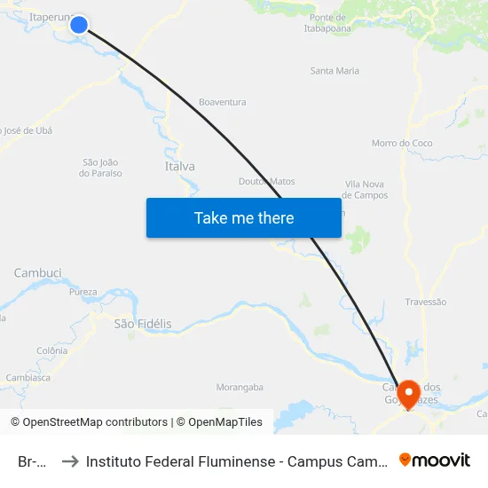 Br-356 to Instituto Federal Fluminense - Campus Campos Centro map