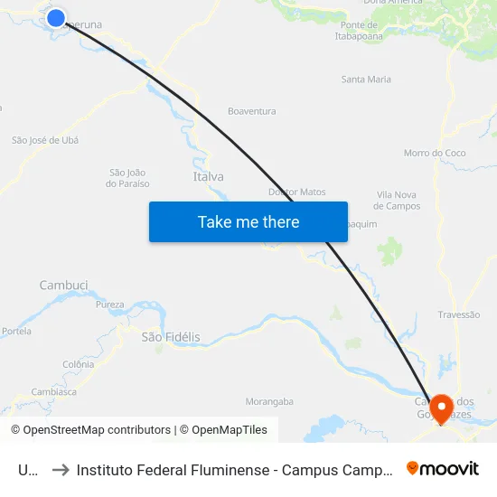 Unig to Instituto Federal Fluminense - Campus Campos Centro map