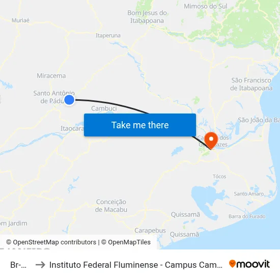 Br-393 to Instituto Federal Fluminense - Campus Campos Centro map