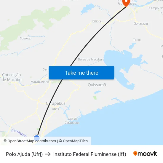 Polo Ajuda (Ufrj) to Instituto Federal Fluminense (Iff) map
