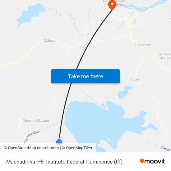 Machadinha to Instituto Federal Fluminense (Iff) map