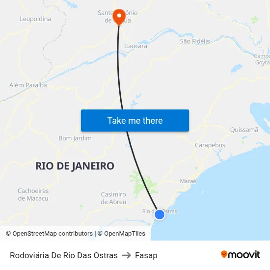 Rodoviária De Rio Das Ostras to Fasap map