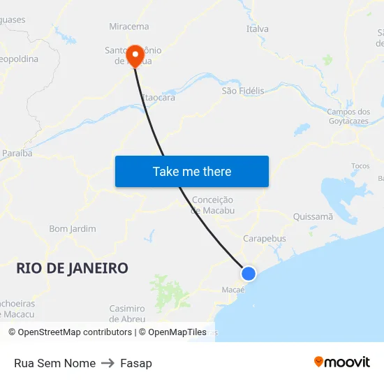 Rua Sem Nome to Fasap map