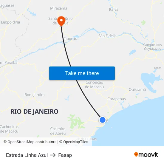 Estrada Linha Azul to Fasap map