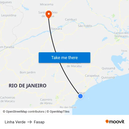 Linha Verde to Fasap map