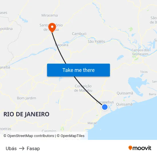 Ubás to Fasap map