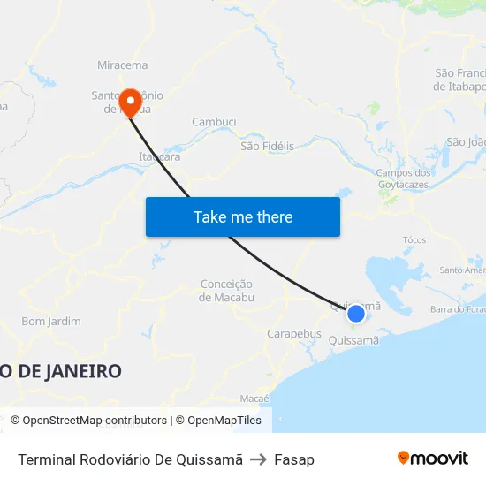 Terminal Rodoviário De Quissamã to Fasap map