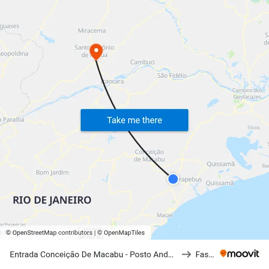 Entrada Conceição De Macabu - Posto Andorinha to Fasap map