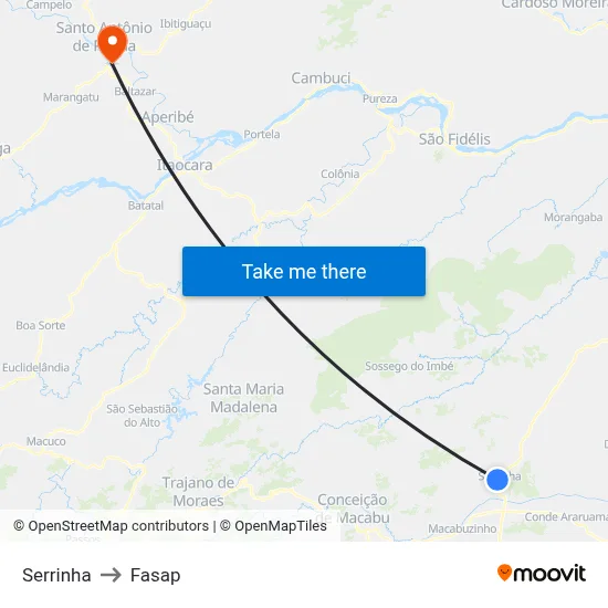 Serrinha to Fasap map