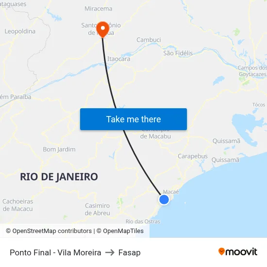 Ponto Final - Vila Moreira to Fasap map