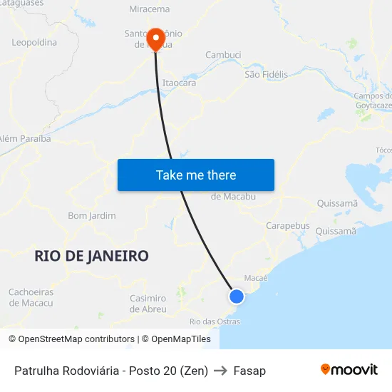 Patrulha Rodoviária - Posto 20 (Zen) to Fasap map