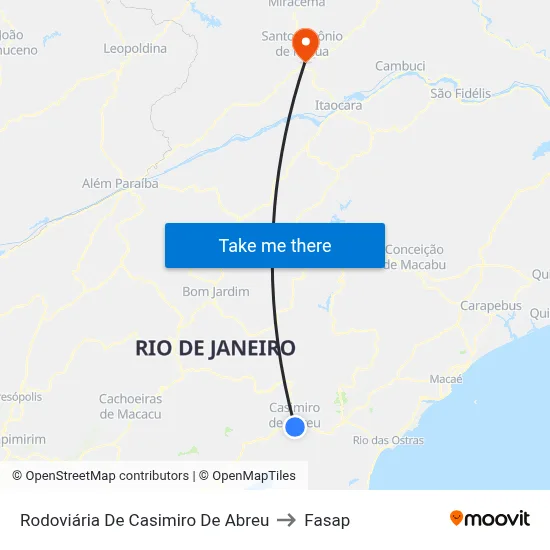 Rodoviária De Casimiro De Abreu to Fasap map