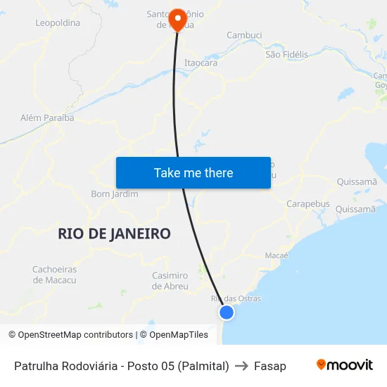 Patrulha Rodoviária - Posto 05 (Palmital) to Fasap map