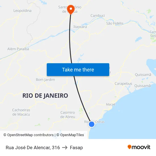Rua José De Alencar, 316 to Fasap map