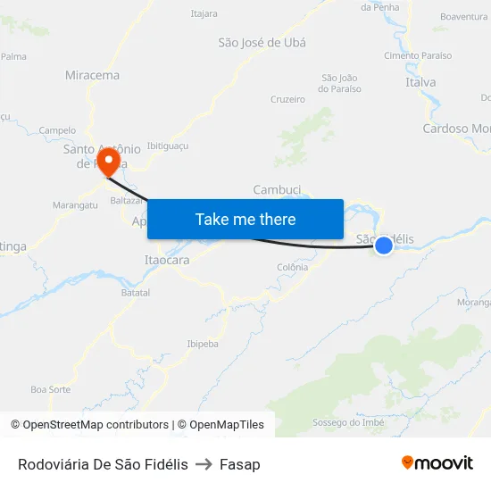 Rodoviária De São Fidélis to Fasap map