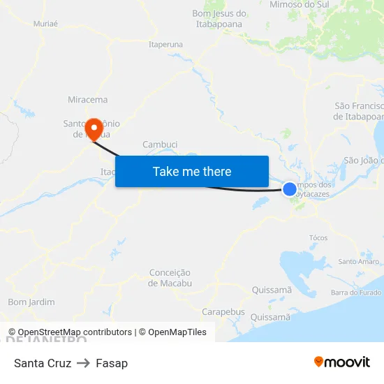 Santa Cruz to Fasap map
