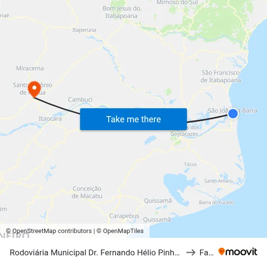 Rodoviária  Municipal Dr. Fernando Hélio Pinheiro (São João Da Barra) to Fasap map