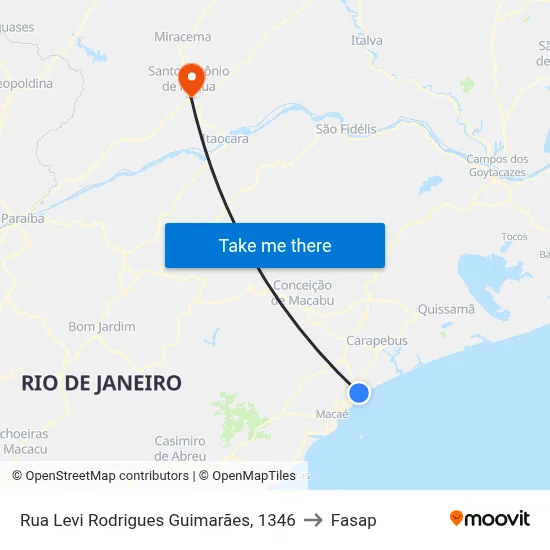 Rua Levi Rodrigues Guimarães, 1346 to Fasap map