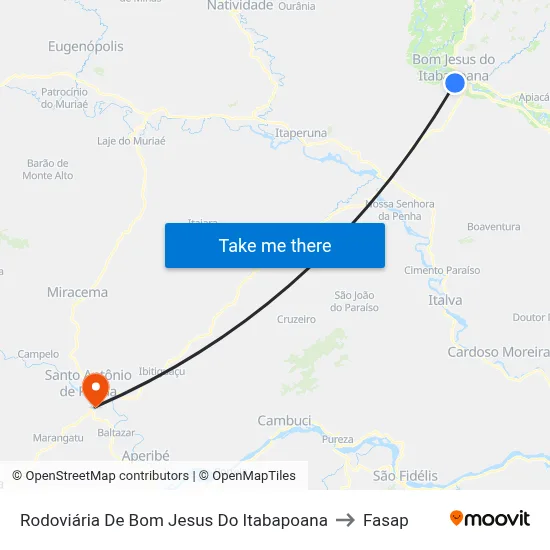 Rodoviária De Bom Jesus Do Itabapoana to Fasap map