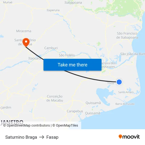 Saturnino Braga to Fasap map