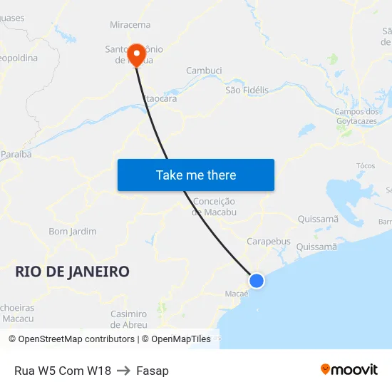 Rua W5 Com W18 to Fasap map