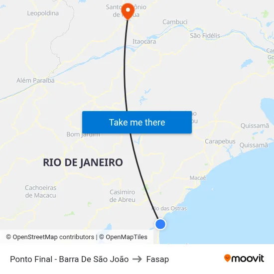 Ponto Final - Barra De São João to Fasap map
