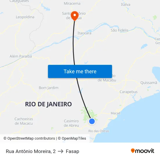 Rua Antônio Moreira, 2 to Fasap map