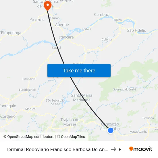 Terminal Rodoviário Francisco Barbosa De Andrade (Conceição De Macabu) to Fasap map