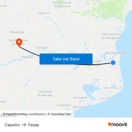 Cajueiro to Fasap map
