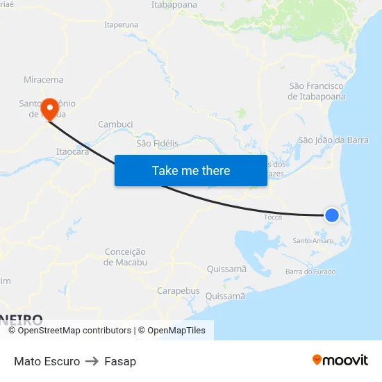 Mato Escuro to Fasap map