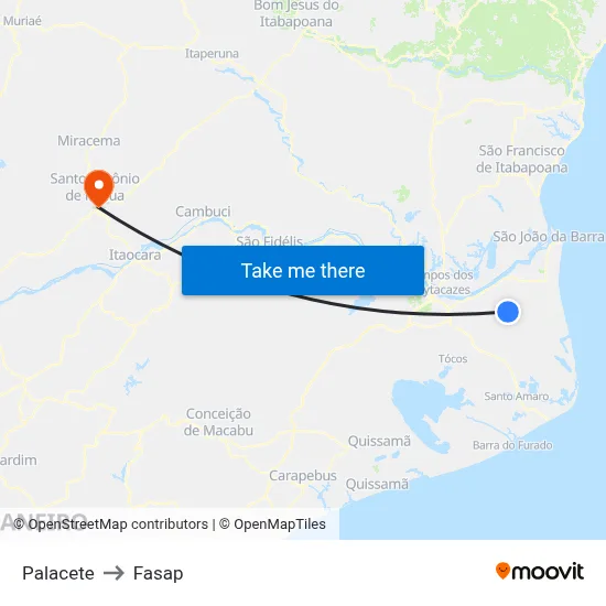 Palacete to Fasap map