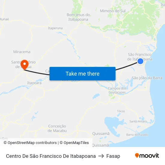 Centro De São Francisco De Itabapoana to Fasap map