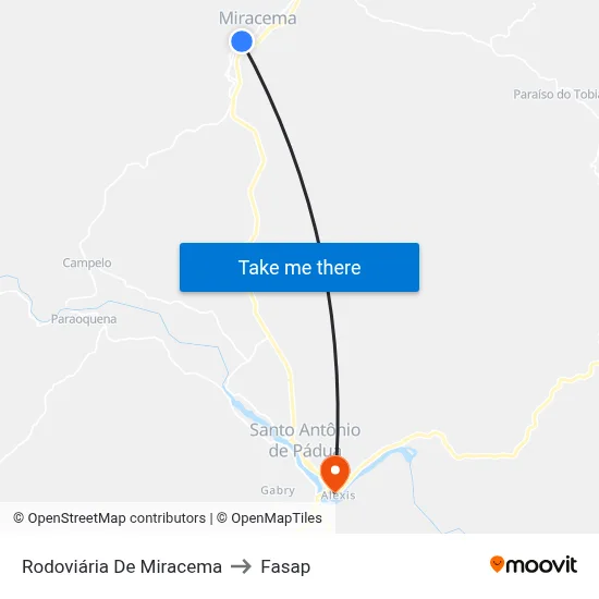 Rodoviária De Miracema to Fasap map
