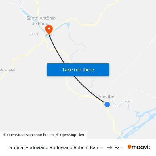 Terminal Rodoviário Rodoviário Rubem Bairral (Aperibé) to Fasap map