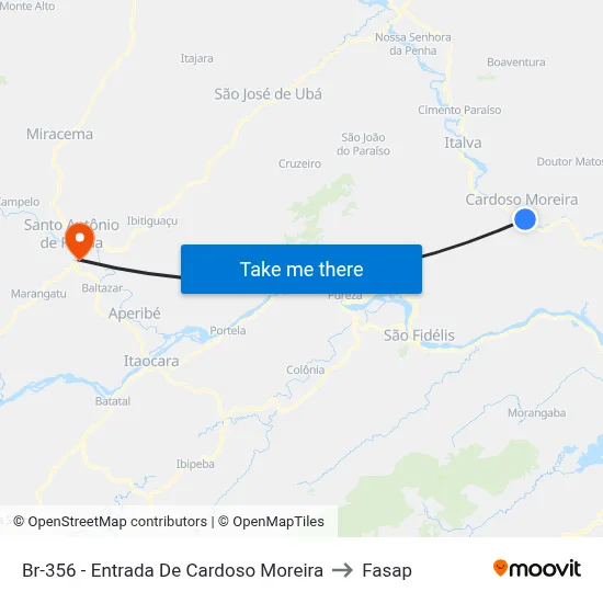 Br-356 - Entrada De Cardoso Moreira to Fasap map